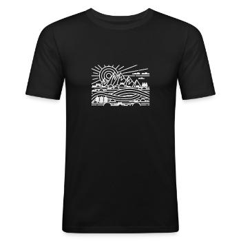Camping - Männer Slim Fit T-Shirt - Schwarz - Vorne - Nik (191cm)