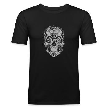 Skull skull skull head skeleton skull - Men's Slim Fit T-Shirt - black - Front - Nik (191cm)