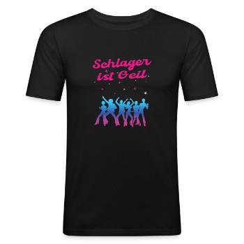 Schlager Geil Party Popmusik Tanzmusik Geschenk - Männer Slim Fit T-Shirt - Schwarz - Vorne - Nik (191cm)