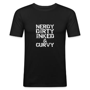 Ringard sale encré et sinueuse - T-shirt près du corps Homme - noir - Devant - Nik (191cm)