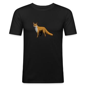 Renard renard renard roux forêt animal cadeau - T-shirt près du corps Homme - noir - Devant - Nik (191cm)