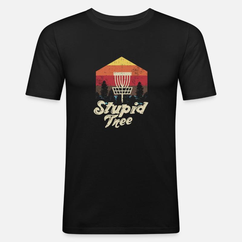 Dummes Baumscheiben-Golf-extremes Frisbee-Geschenk-Design - Männer Slim Fit T-Shirt - Schwarz