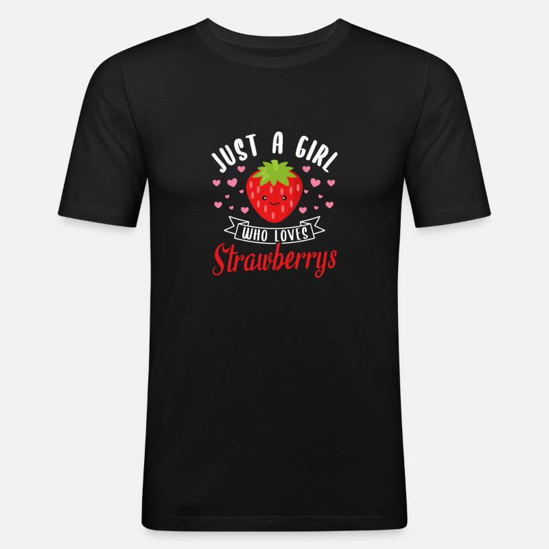 Erdbeeren Mädchen Damen - Männer Slim Fit T-Shirt - Schwarz
