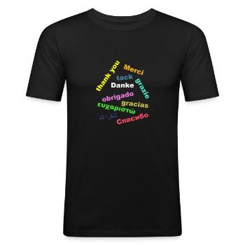 thank you - Men's Slim Fit T-Shirt - black - Front - Nik (191cm)