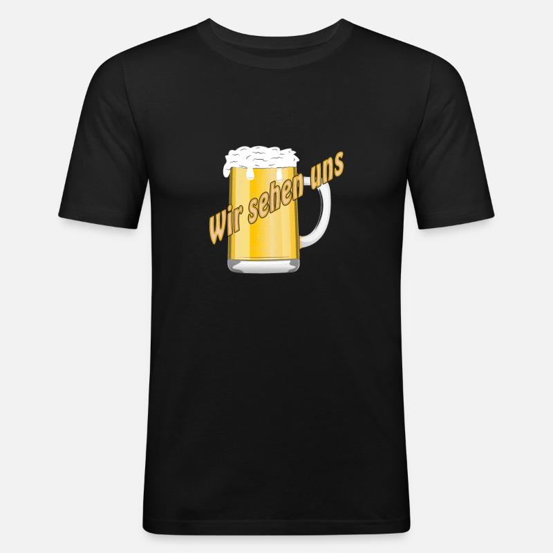 Bierglas Wir sehen uns - Männer Slim Fit T-Shirt - Schwarz
