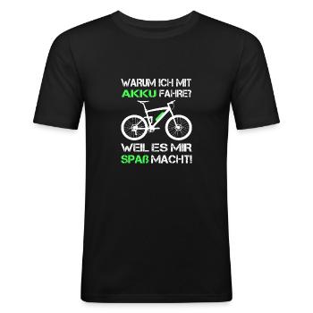 MTB Mit Akku Fahre Pro E-Mountainbike Bike E-MTB - Männer Slim Fit T-Shirt - Schwarz - Vorne - Nik (191cm)