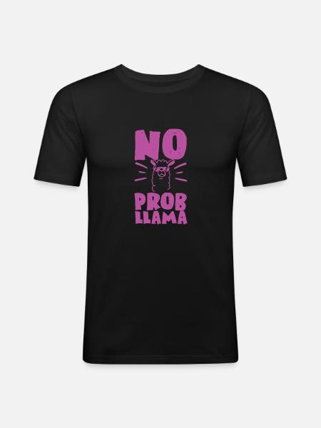 Llama Alpaka No Probllama - Men's Slim Fit T-Shirt - black