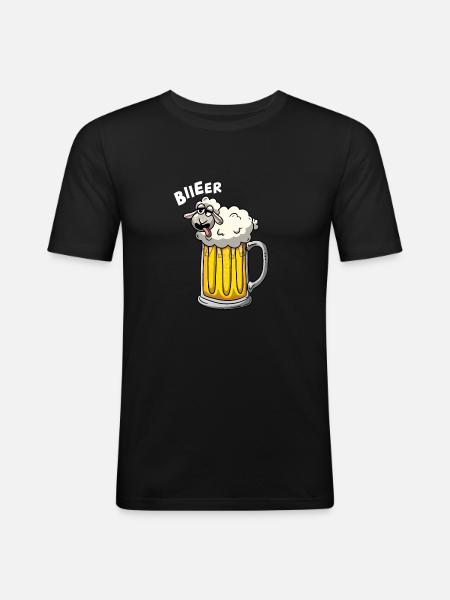 Schaf im Bier - Männer Slim Fit T-Shirt - Schwarz