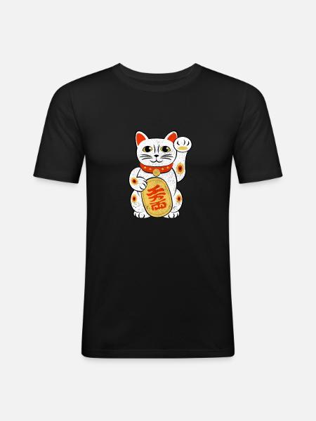 Japan Lucky Cat Japanese Maneki Neko Good Luck Cha - Men's Slim Fit T-Shirt - black