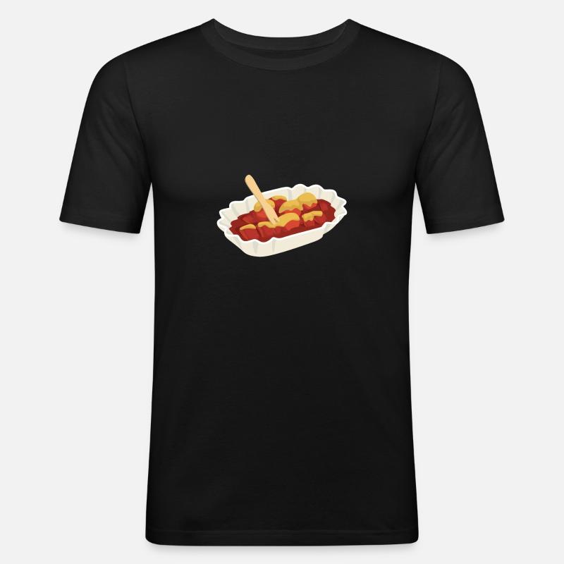 Currywurst - Männer Slim Fit T-Shirt - Schwarz