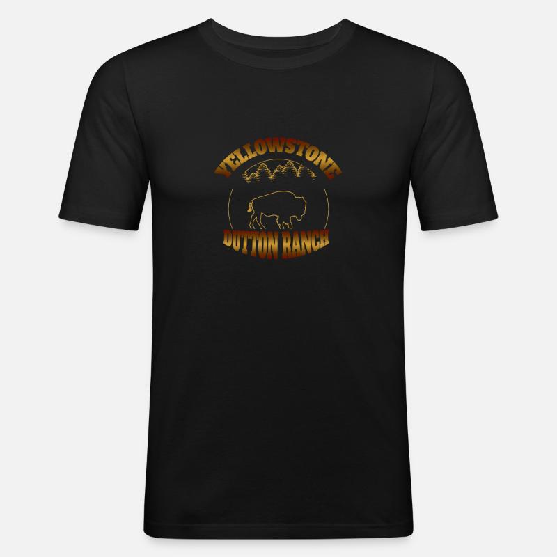 Yellowstone Dutton Ranch Büffel - Männer Slim Fit T-Shirt - Schwarz