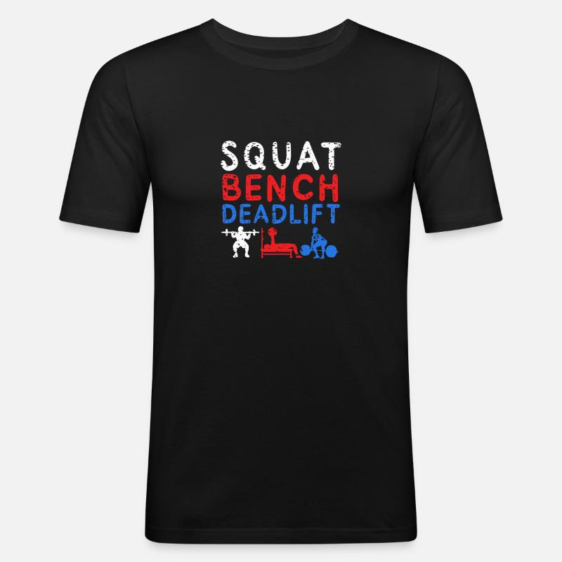 POWERLIFTING: Squat Bench - Männer Slim Fit T-Shirt - Schwarz