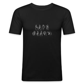 Fuck  Langue des signes Anti  - T-shirt près du corps Homme - noir - Devant - Nik (191cm)