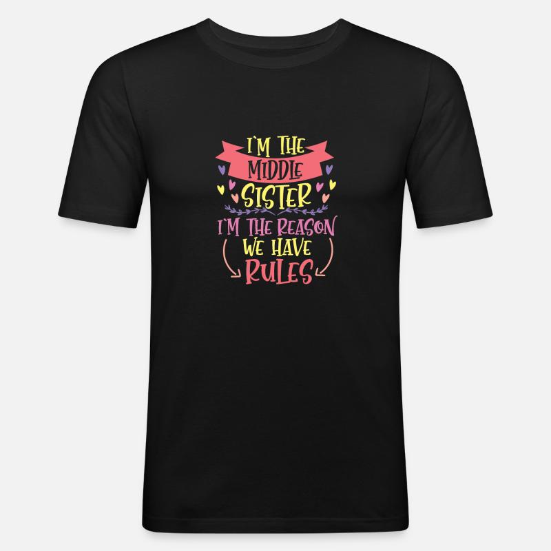 Schwester Mädchen Regeln Geschenk - Männer Slim Fit T-Shirt - Schwarz