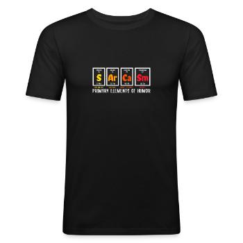 Sarcasm Primary Elements Of Humor Science - Men's Slim Fit T-Shirt - black - Front - Nik (191cm)