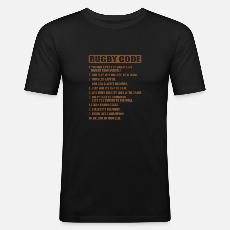 RUGBY CODE - Männer Slim Fit T-Shirt - Schwarz