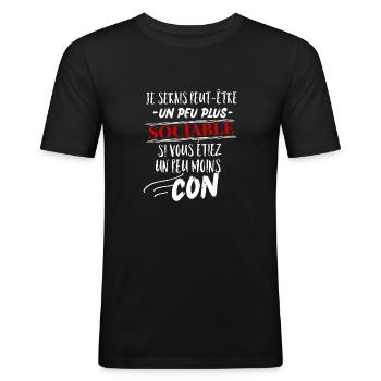 cadeau drôle homme - T-shirt près du corps Homme - noir - Devant - Nik (191cm)