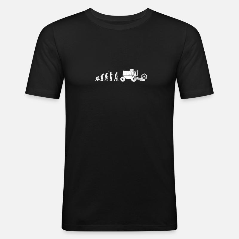 Évolution des moissonneuses-batteuses agricoles - T-shirt près du corps Homme - noir