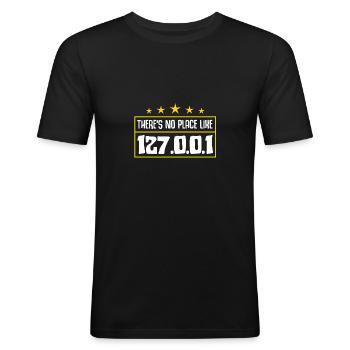 Tux Linux Penguin Sudo Rm Rf Geek Hacker - T-shirt près du corps Homme - noir - Devant - Nik (191cm)