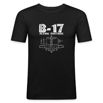 B17 Flying Fortress Geschenk, Luftwaffe, Luftfahrt - Männer Slim Fit T-Shirt - Schwarz - Vorne - Nik (191cm)
