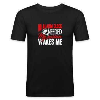 Pêche sans alarme Pêche - T-shirt près du corps Homme - noir - Devant - Nik (191cm)
