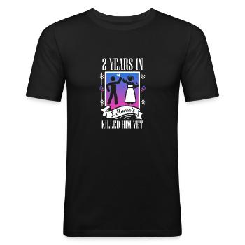 Couples Second Anniversary gift, 2nd Wedding - Men's Slim Fit T-Shirt - black - Front - Nik (191cm)