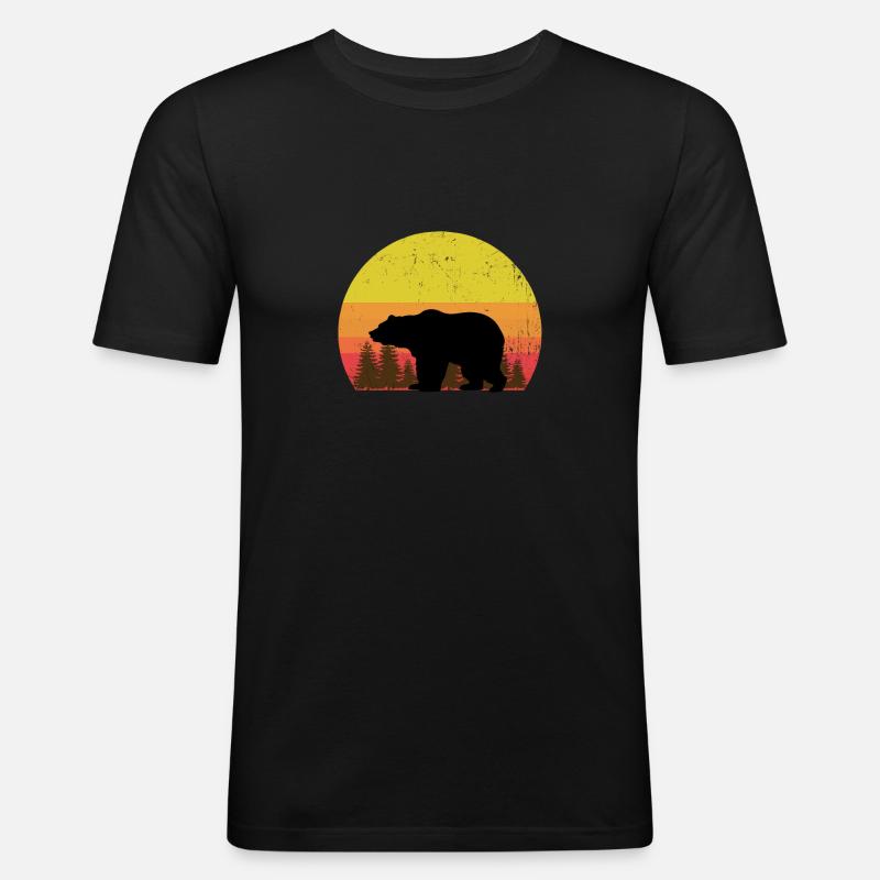 Papa Bär Farbschema - Männer Slim Fit T-Shirt - Schwarz