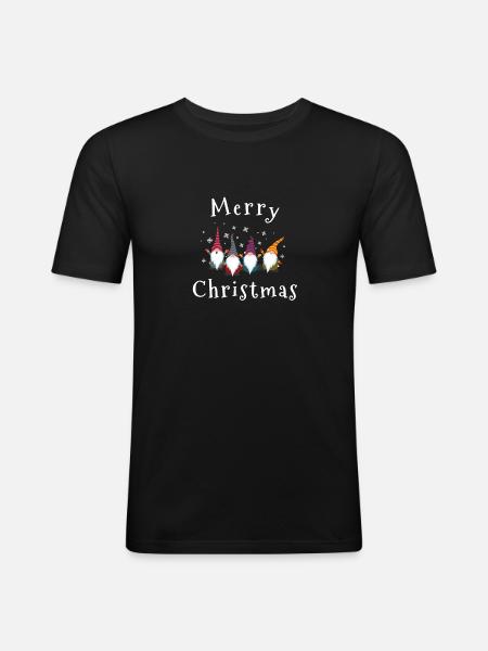 Joyeux Noël avec gnomes - T-shirt près du corps Homme - noir