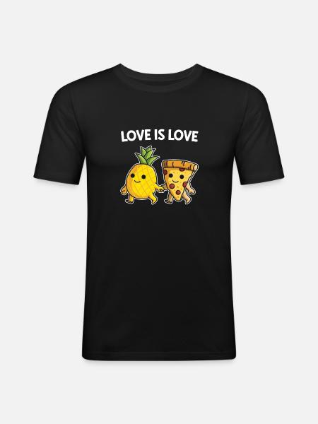 Pizza Hawaii spiser ananas pizza - Herre Slim Fit T-Shirt - sort