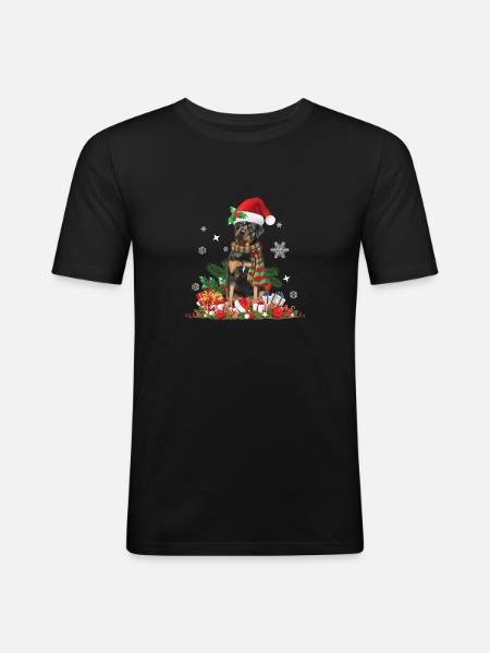 Rottweiler Noël - T-shirt près du corps Homme - noir