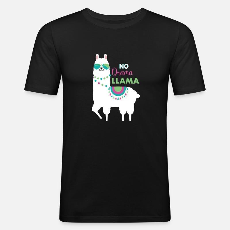 Llama - Männer Slim Fit T-Shirt - Schwarz