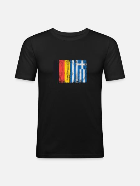 Germany Greece gift 0752 - Men's Slim Fit T-Shirt - black
