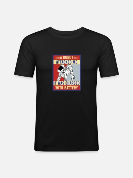 Robot dog gift idea - Men's Slim Fit T-Shirt - black