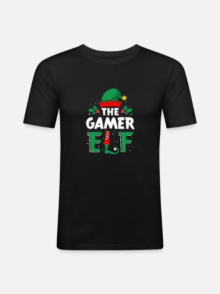 Christmas Elf Shirt Gamers - Men's Slim Fit T-Shirt - black