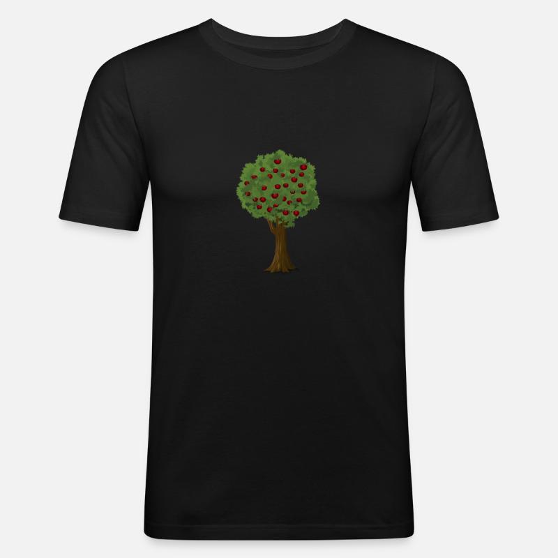 Apfelbaum Apfelpflücksaison Apfelgarten - Männer Slim Fit T-Shirt - Schwarz