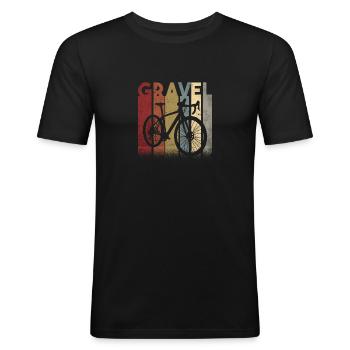 Gravelbike Gravel Rennrad Fahrrad Geschenk retro - Männer Slim Fit T-Shirt - Schwarz - Vorne - Nik (191cm)