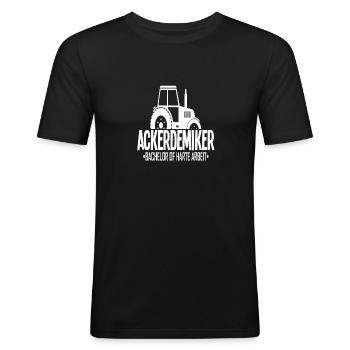 Traktor Landwirt Trecker Bachelor of Ackerdemiker - Männer Slim Fit T-Shirt - Schwarz - Vorne - Nik (191cm)