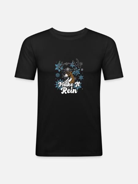Make it Rain! Funny Reindeer - Men's Slim Fit T-Shirt - black