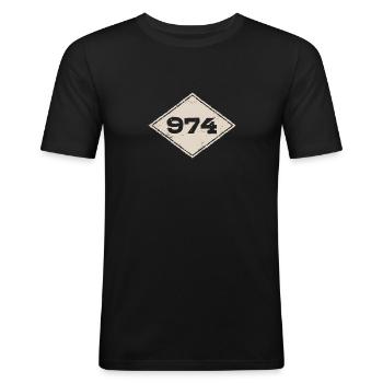 974 Ile De La Réunion - T-shirt près du corps Homme - noir - Devant - Nik (191cm)