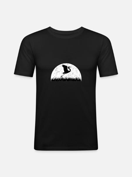 Kran japan hejrer grå hejrer hejre arter - Herre Slim Fit T-Shirt - sort