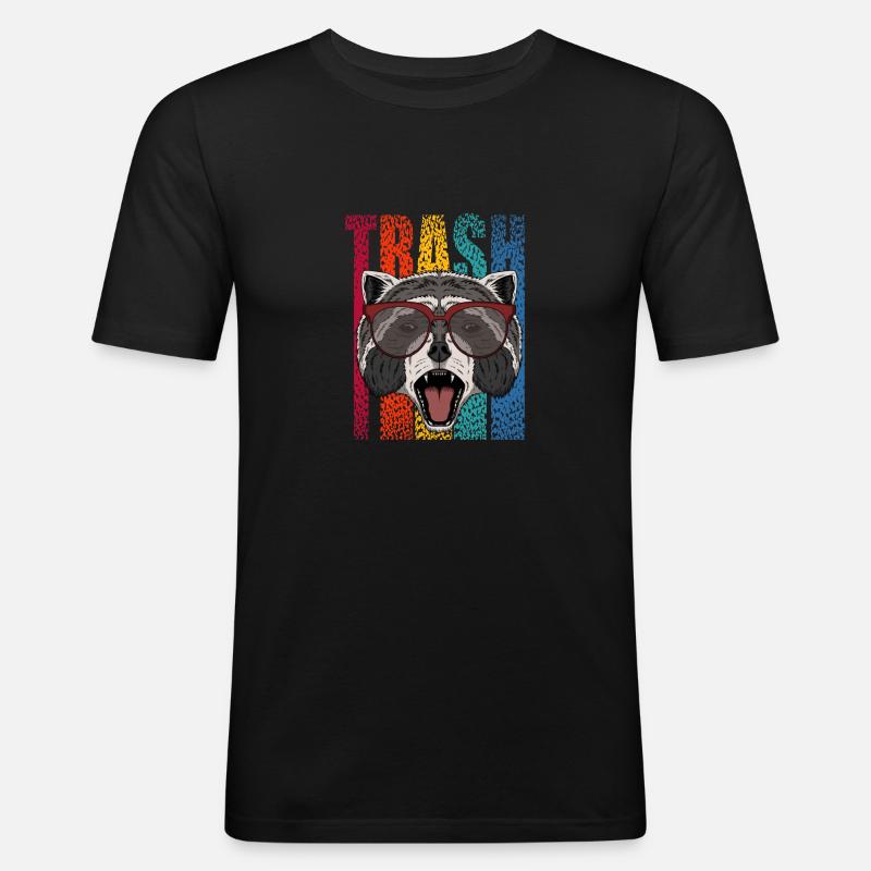 Waschbär - Männer Slim Fit T-Shirt - Schwarz
