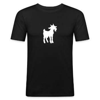Ziege Ziegenbock Zicklein im Schatten Silhouette - Männer Slim Fit T-Shirt - Schwarz - Vorne - Nik (191cm)