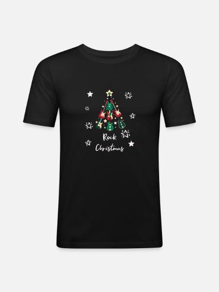 Rock Christmas Rock Fir Tree Xmas Tree Music - Men's Slim Fit T-Shirt - black