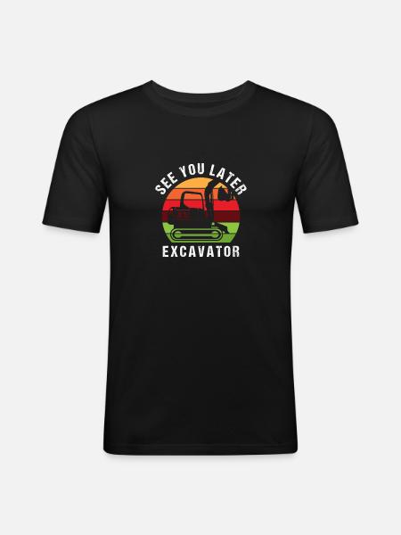 Bagger Baggerfahrer Minibagger Retro Geschenkidee - Männer Slim Fit T-Shirt - Schwarz