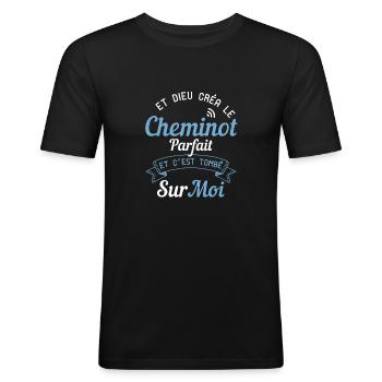 Et Dieu Créa Le Cheminot Parfait - T-shirt près du corps Homme - noir - Devant - Nik (191cm)
