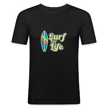 Surf board surfer surfing surfing kite surfing - Men's Slim Fit T-Shirt - black - Front - Nik (191cm)