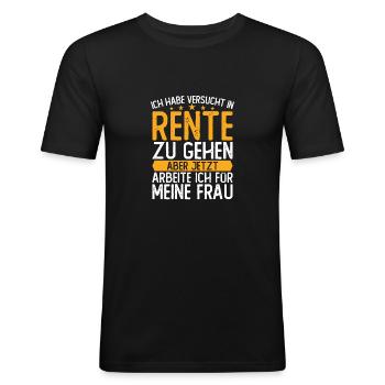 Rentner 2021 Ruhestand Lustiges Rentner - Männer Slim Fit T-Shirt - Schwarz - Vorne - Nik (191cm)