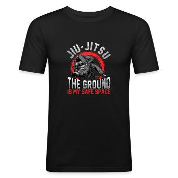 Jiu Jitsu Der Boden ist mein sicherer Raum BJJ Pun - Männer Slim Fit T-Shirt - Schwarz - Vorne - Nik (191cm)