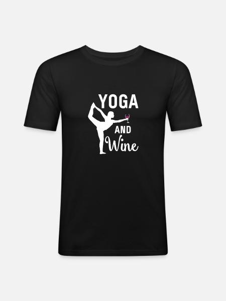 Yoga and Wine Funny Apparel - Men's Slim Fit T-Shirt - black