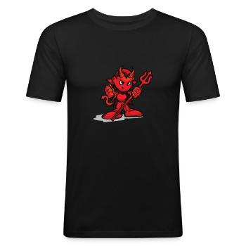 Le petit diable rouge - T-shirt près du corps Homme - noir - Devant - Nik (191cm)